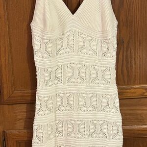 Olive & Oak Cream Crochet Knit Mini Dress